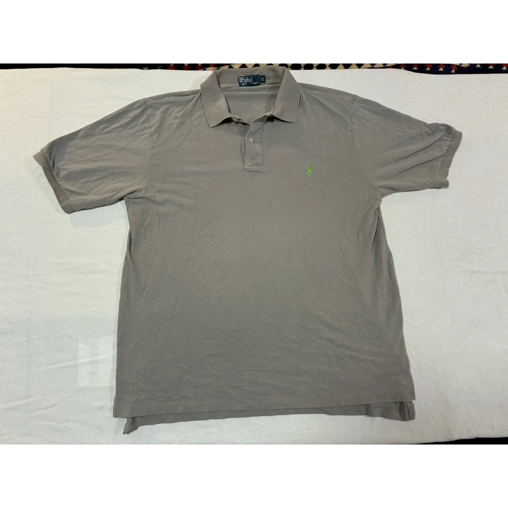 Polo Ralph‎ Lauren Shirt Mens XLT Tall Gray Short Sleeve Mesh Pony Logo Gray